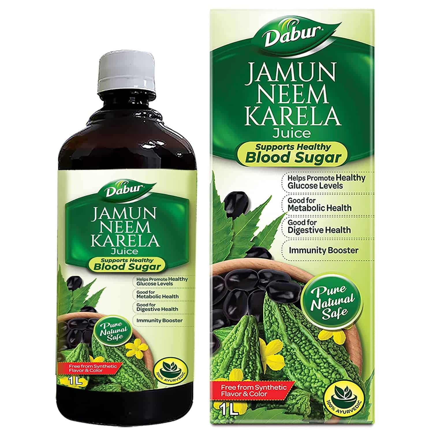 Dabur Jamun Neem Karela Juice - 100% Ayurvedic, 1 Ltr