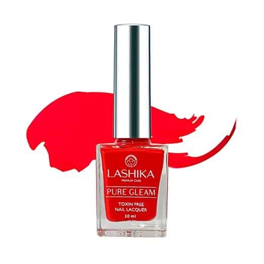 Lashika Pure Gleam Nail Lacquer Polish with Glossy Shine Finish Non Toxic (Rebellious Red)