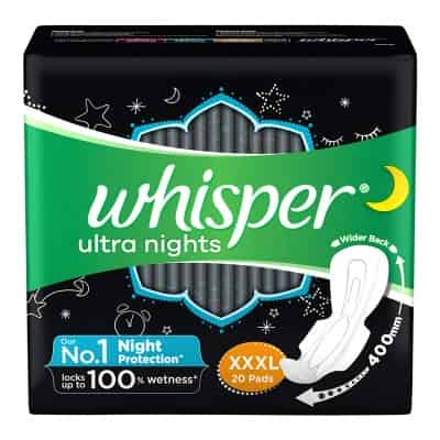 Whisper Ultra Night Sanitary Pads for Women, XXXL