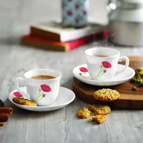 Cello Bella Camber Black Cup & Saucer Set, 6 Pcs