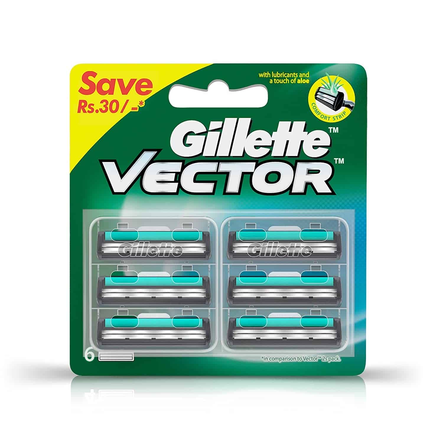 Gillette Vector Plus Manual Shaving Razor Blades - 6s Pack