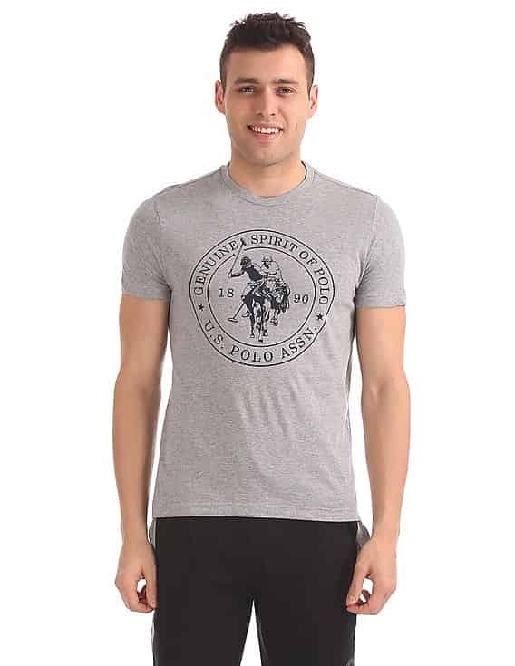 U.S. POLO ASSN. Gray AT_Leisure Men Crew Neck T-Shirt (I643)