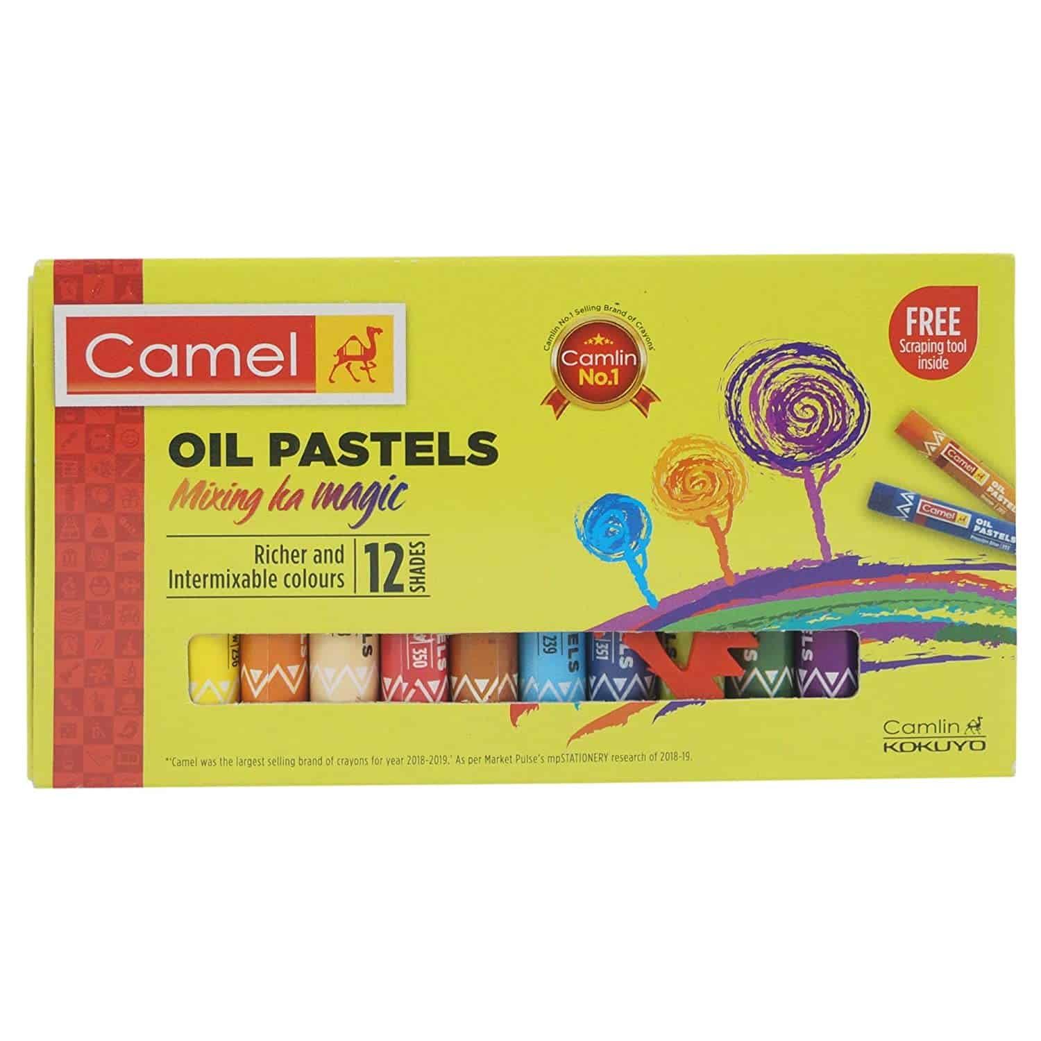 Camel 4329538 Oil Pastel, Assorted, 12 Pieces