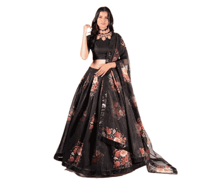 Women's Organza Semi-stitched Lehenga Choli