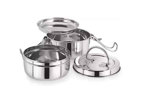 Neelam Stainless Steel Tiffin Plate 8x2 Lunch Box (1000 ml) (TTFP082P)