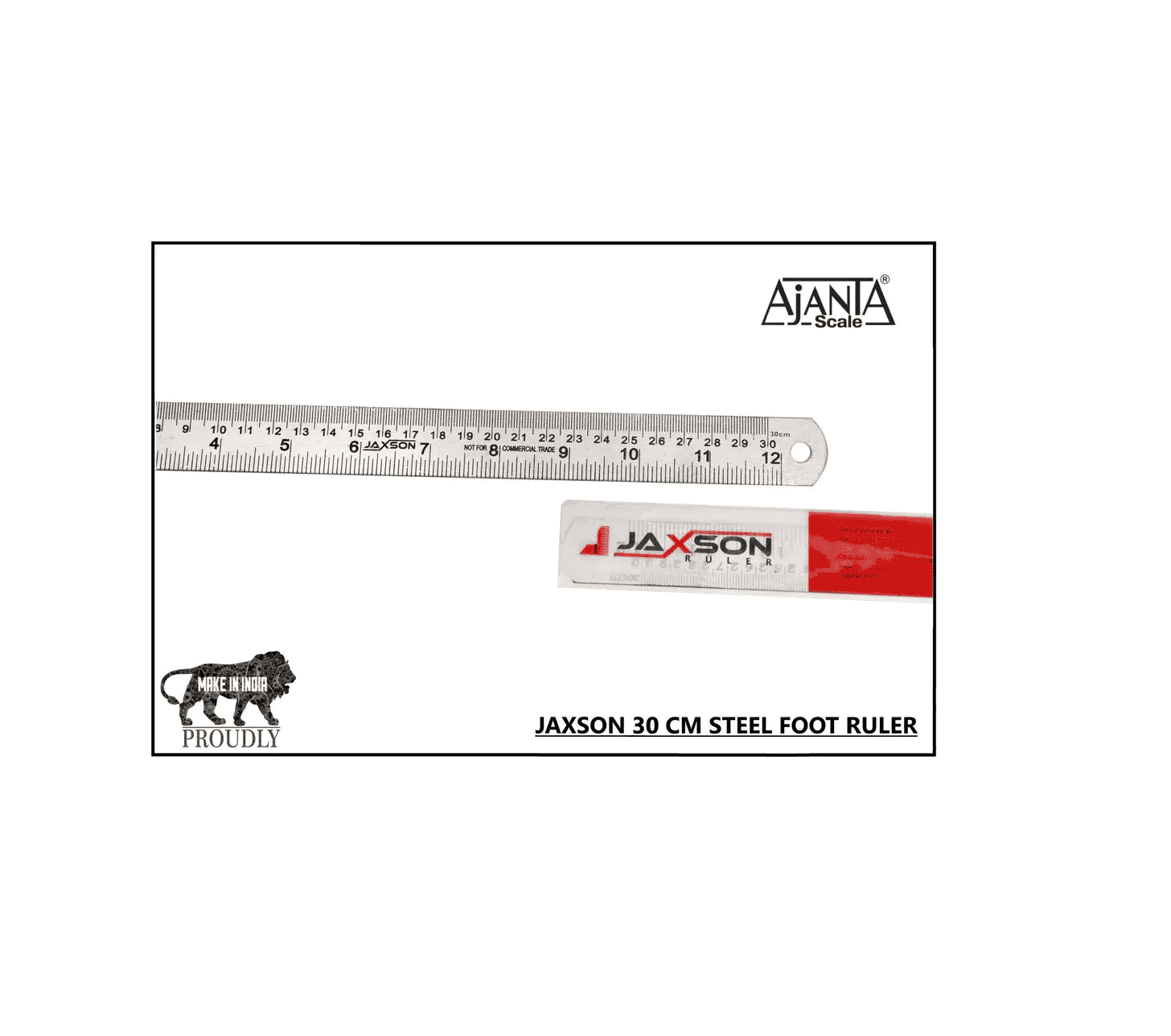 Jaxson Steel Scale/Ruler 1 Foot (30 cm/ 12") Ruler  (Set of 10, Multicolor)