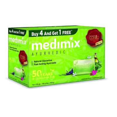 Medimix Ayurvedic Natural Glycerine Bathing Bar, 125 g (4 + 1 Offer Pack)