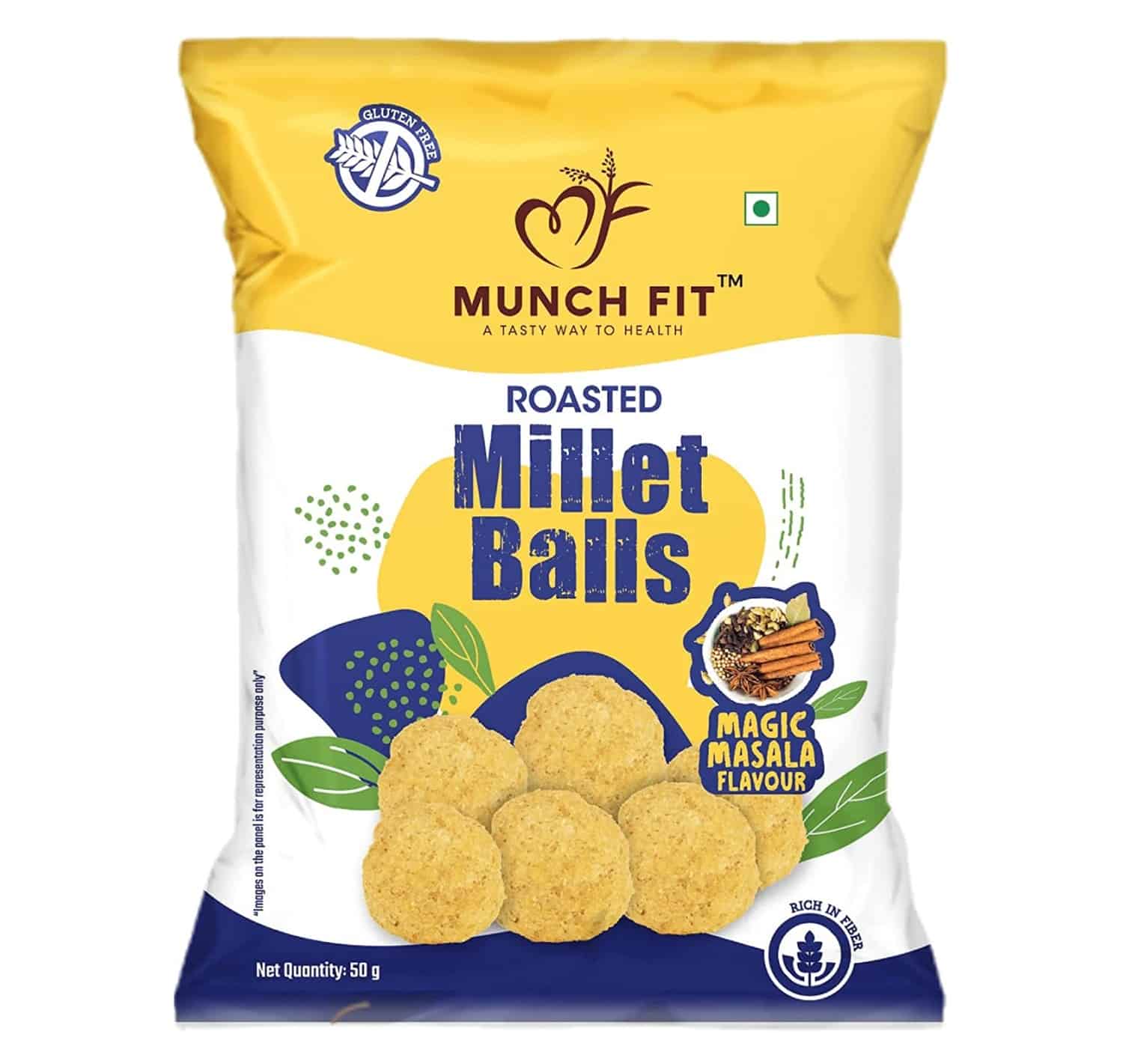 Munch Fit Roasted Millet Balls Magic Masala, 50g