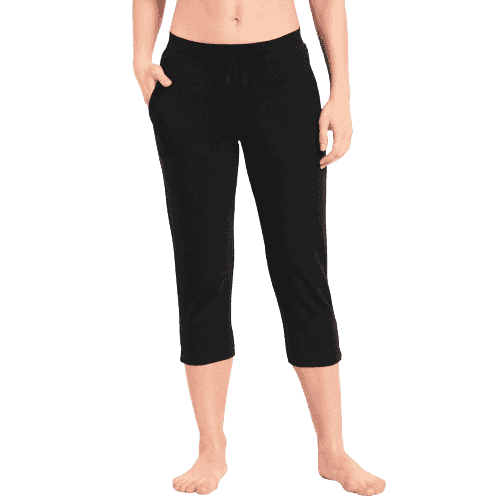Jockey Capri Pants for Women with Pocket & Drawstring Closure, Black