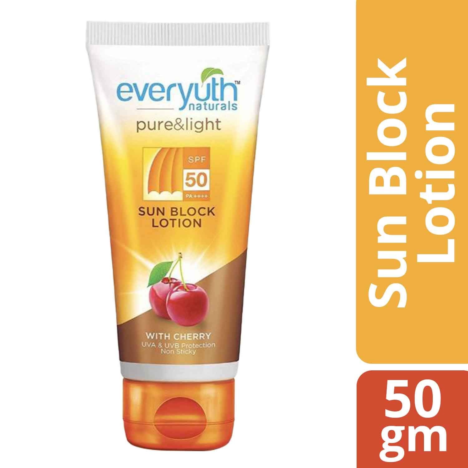 Everyuth Naturals Pure & Light SPF 50 Sun Block Lotion Cherry