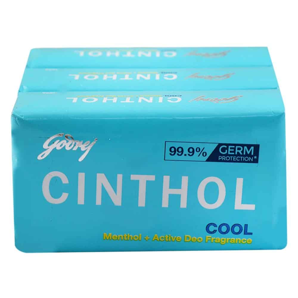 Godrej Cinthol Cool Menthol + Active Deo Fragrance Soap, 3x100g (Pack of 3)
