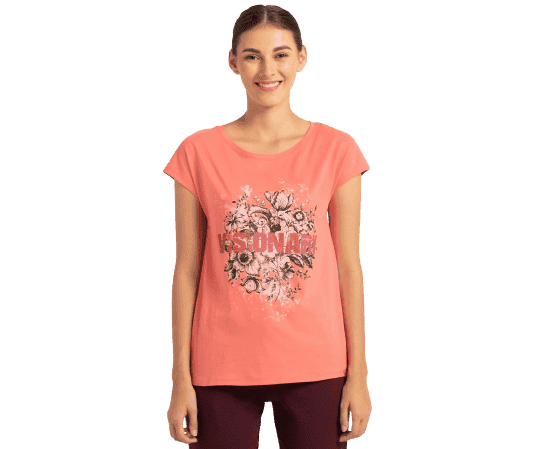 Jockey Graphic Printed Round Neck T-Shirt for Women - Blush Pink, Style #AW54 (Disclaimer: The product delivered may not of the same pattern)