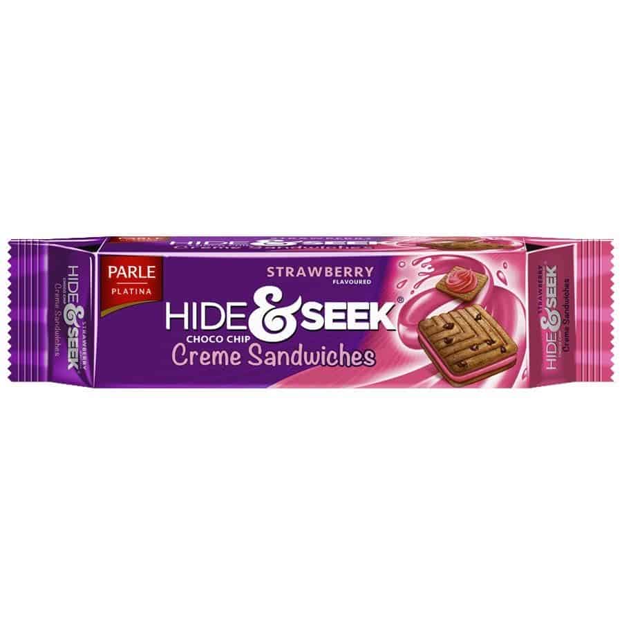 Parle Hide & Seek Strawberry Choco Chip Creme Biscuits, 120g