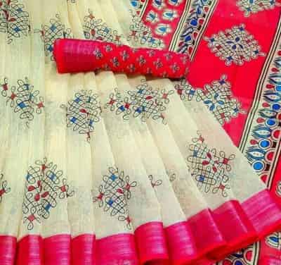 Women's Ensemble Cotton Linen Sarees