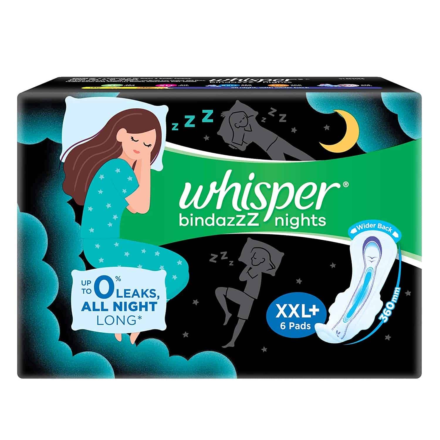 Whisper Ultra Night Sanitary Pads for Women, XXL Napkins