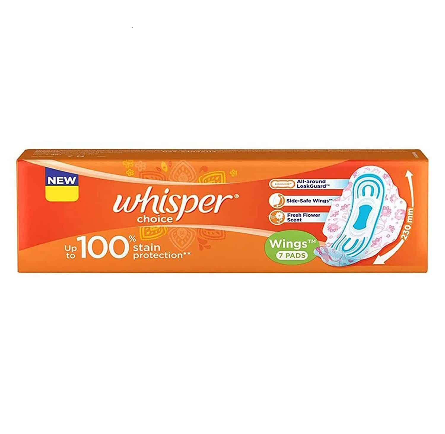 Whisper Choice Regular Sanitary Pads for Women, 7 Pads