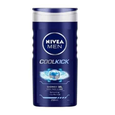 Nivea Men Cool Kick Shower Gel For Body, Face & Hair - Refreshing Icy Menthol