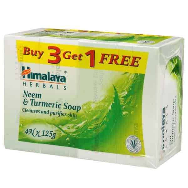 Himalaya Neem and Turmeric Soap, 125g (Buy 3 Get 1 Free)