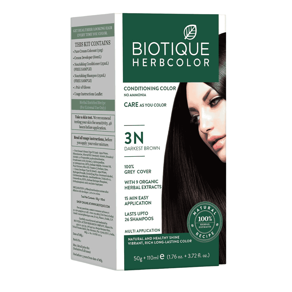 Biotique Herbcolor 3N Darkest Brown, 50g + 110ml