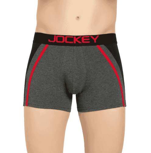 Jockey Ultra-soft Modern Trunks with Double layer Contoured Pouch & Exposed waistband - Charcoal Melange, Style #US21 (Disclaimer: The product delivered may not of the same pattern)