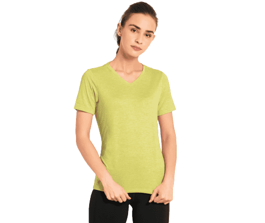 Jockey Relaxed Fit V Neck Half Sleeve T-Shirt for Women - Green Glow, Style #MW01