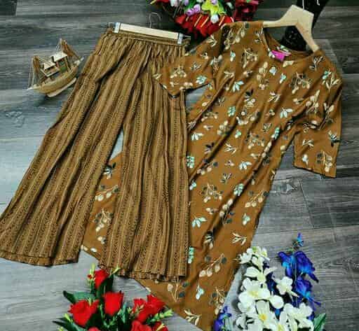 Refined Rayon Colorblocked Top and Bottom Kurta Combos