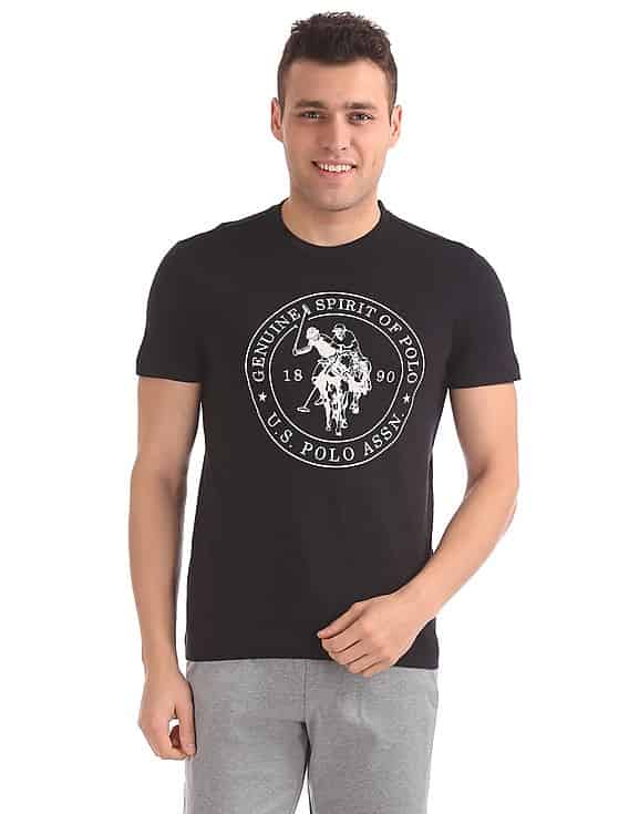 U.S. POLO ASSN. Black AT_Leisure Men Crew Neck T-Shirt (I643)