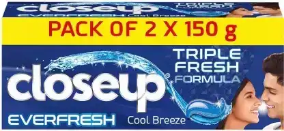 Closeup Toothpaste - Everfresh, Triple Fresh Formula, Cool Breeze, 150g (Pack of 2)