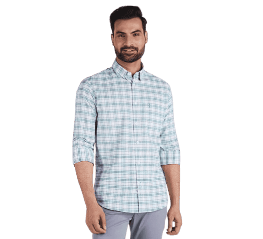 Indian Terrain Upbeat Checked Cotton Shirt(ITMSH04038LS-Green)
