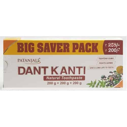 Patanjali Dant Kanti Natural Toothpate, 200g (pack of 3) - Save 55 /