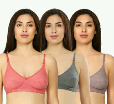 Fancy Women's Poly Cotton Solid Bra's Combo