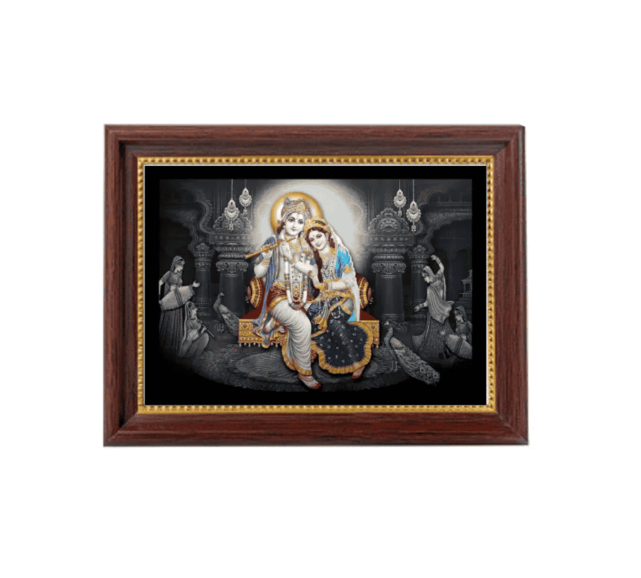 Armada Beautiful Decorative Radha Krishna Art Wall Decor Painting Digital Reprint 14 inch x 20 inch Painting  (With Frame)
