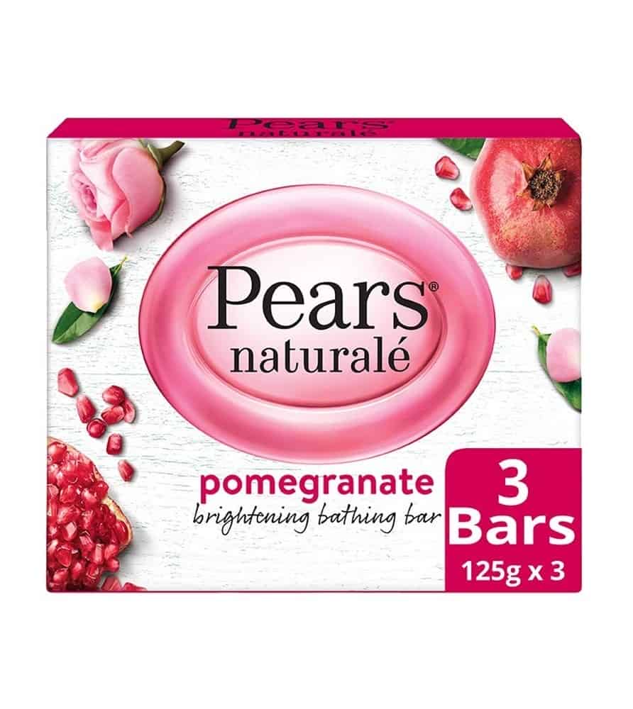 Pears Naturale Pomegranate Brightening Bathing Soap Bar, 125g (Pack of 3)