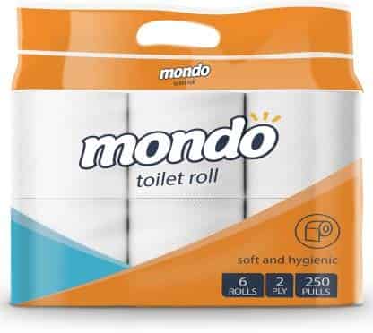 Mondo Toilet Roll 2 Ply, 6x250 Pulls Toilet Paper Roll  (2 Ply, 250 Sheets)