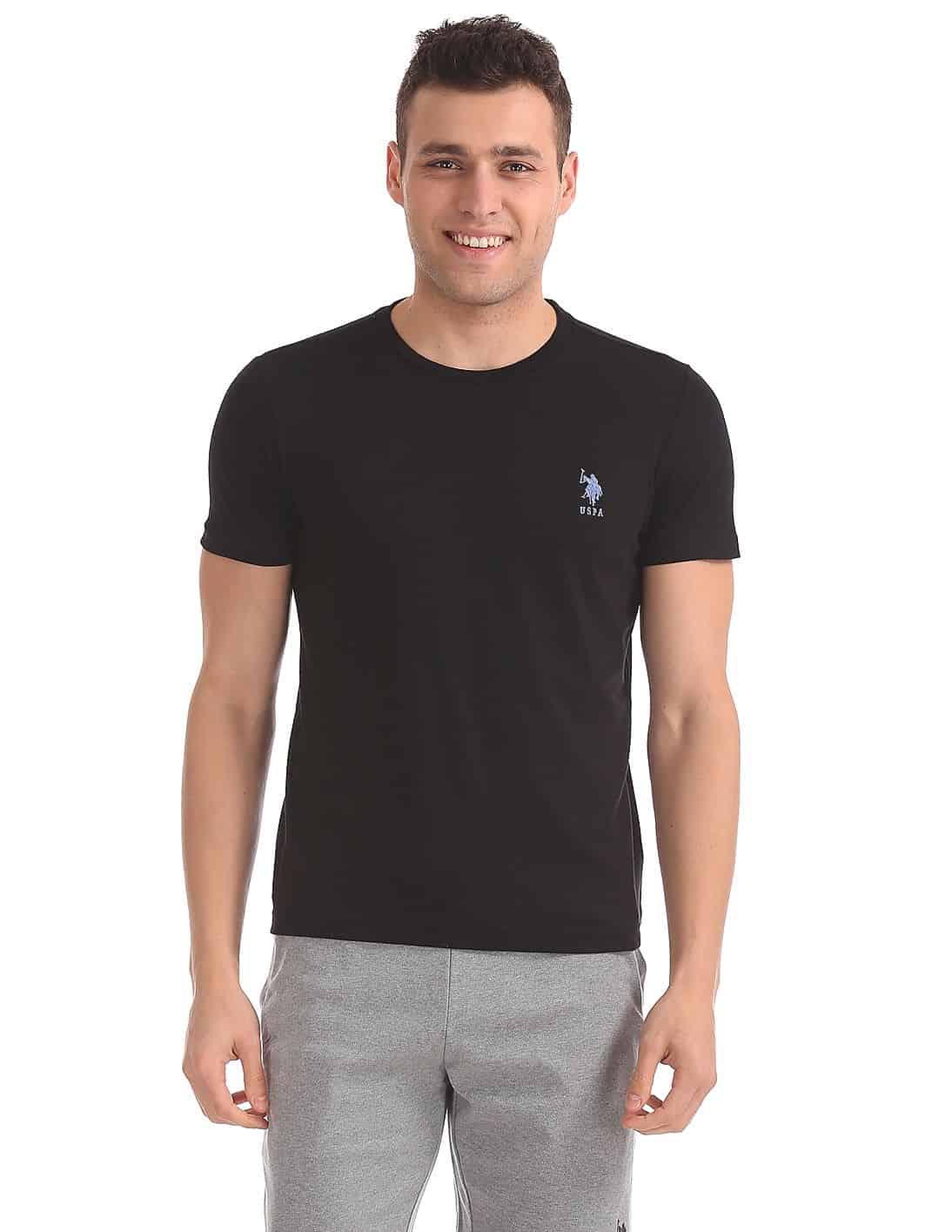 US Polo Assn. Men Black AT_ Leisure Crew Neck T-Shirt (I633)