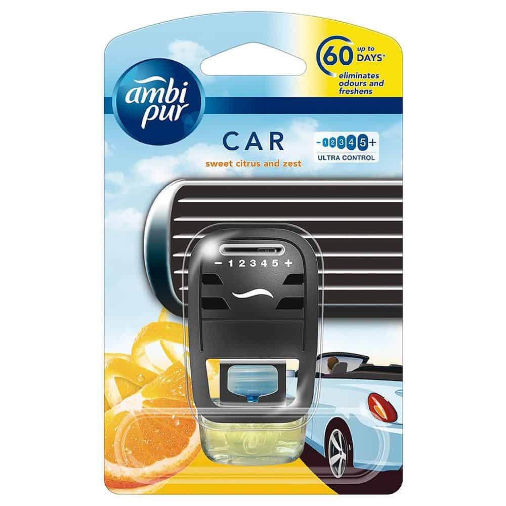 Ambi Pur Car Air Freshener Sweet Citrus & Zest Machine + Refill, 7.5ml