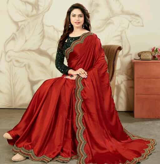 Voguish Embroidered Silk Sarees Velvet Blouse