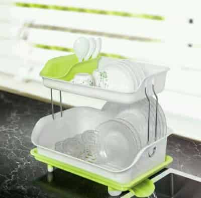 Wonderful 2 Tier Large Kitchen Sink Dish Drainer Racks & Utensil Holders