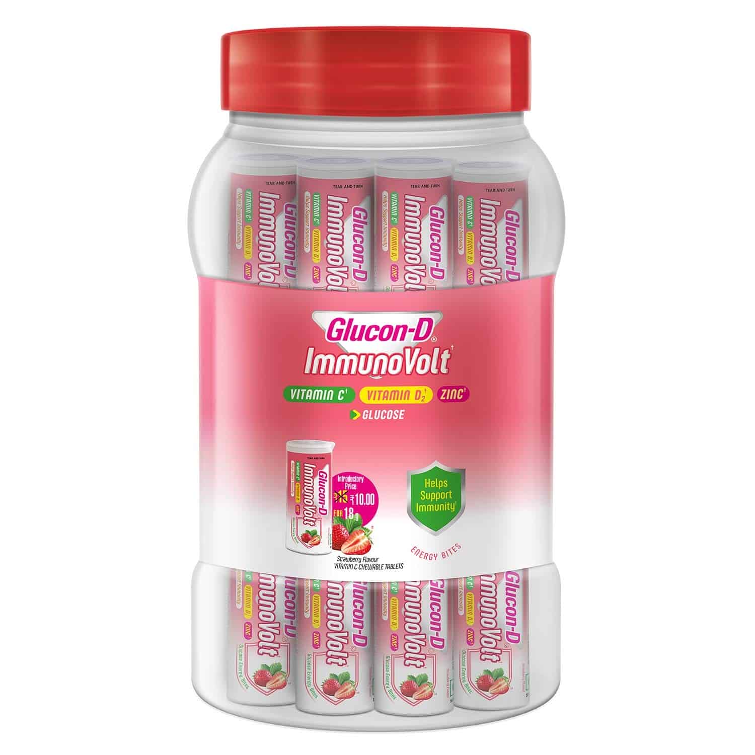 Glucon-D Strawberry ImmunoVolt Glucose Energy Bites