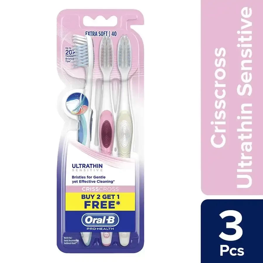 Oral-B Criss Cross Ultra Thin Sensitive Toothbrush 2 pcs (Buy 2 Get 1 Free)