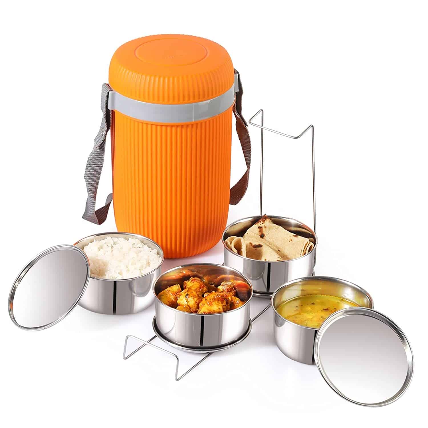 Cello Wow Lunch Box with Inner Stainless Steel 4 PCs