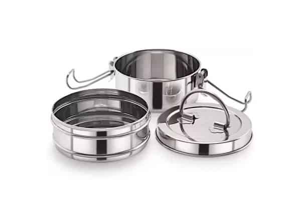 Neelam Stainless Steel Tiffin Sada 9x2 Lunch Box (1200 ml) (TTFS092P)