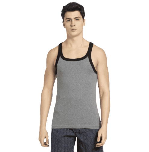 Jockey Fashion Vest - Mid Grey Melange & Black, Style #US27