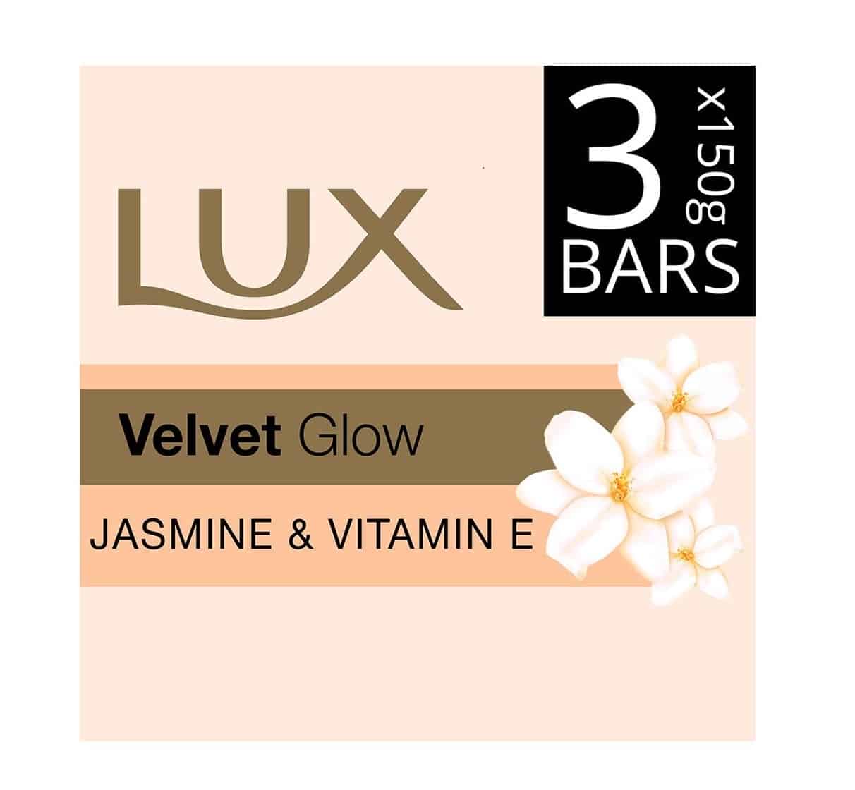 Lux Velvet Glow Jasmine & Vitamin E Soap, 3x150g (Pack of 3)