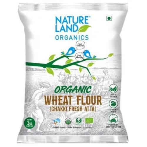 Natureland Organics Wheat Flour (Chakki Fresh Atta), 3kg