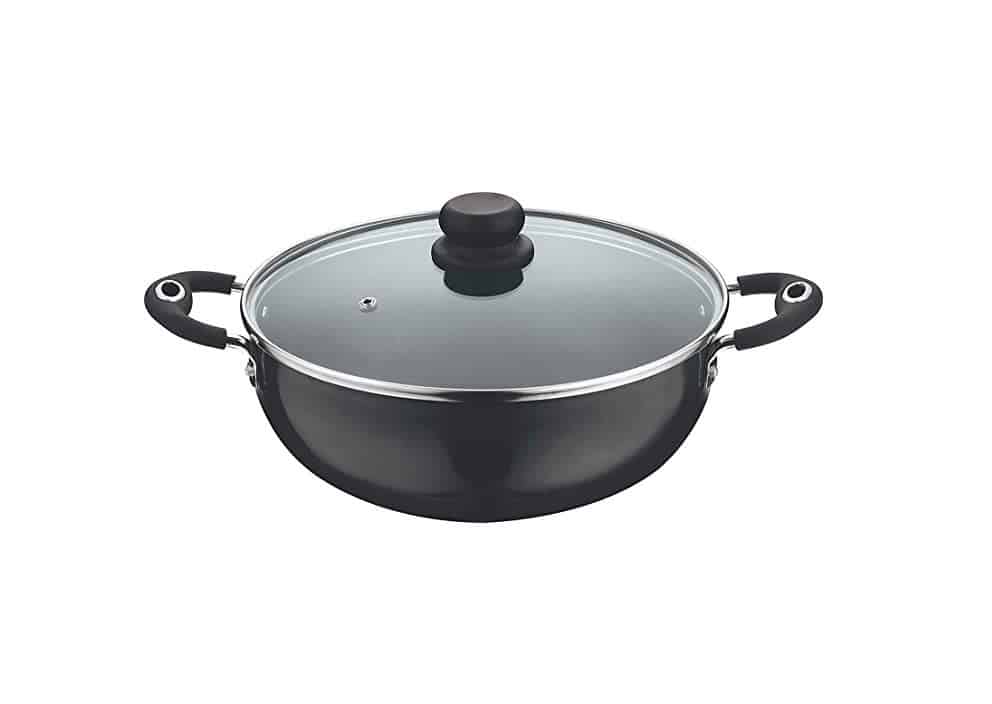 Vinod Hard Anodised Non-Stick Deep kadai with lid 3.1L(Induction Friendly)(IHADK24)