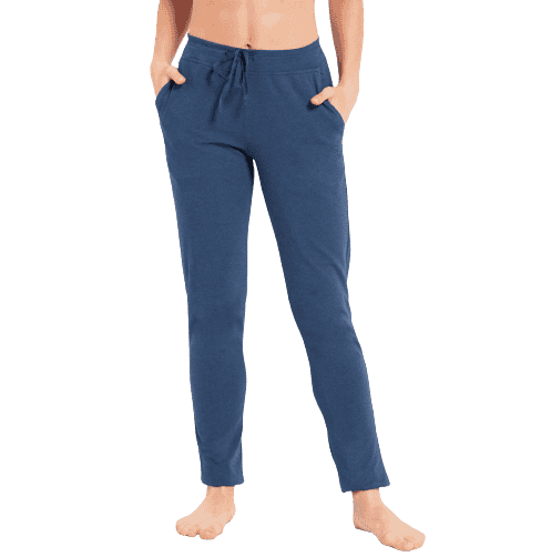 Women's Super Combed Cotton Elastane Stretch Slim Fit Trackpants With Side Pockets Vintage Denim Melange #1301