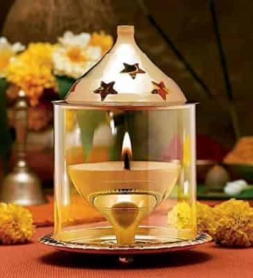 Traditional Brass and Glass Diya