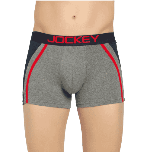 Jockey Ultra-soft Modern Trunks with Double layer Contoured Pouch & Exposed waistband - Mid Grey Melange, Style #US21 (Disclaimer: The product delivered may not of the same pattern)