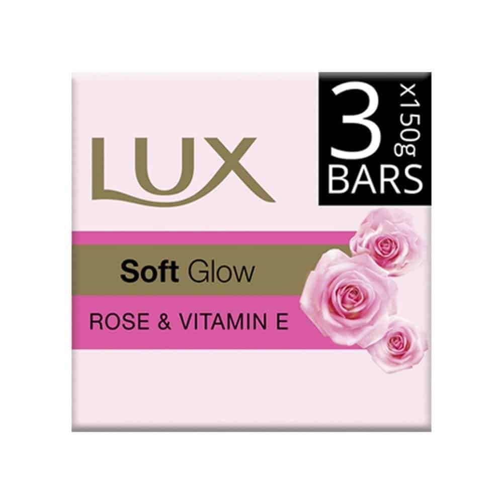 LUX Soft Glow Rose & Vitamin E Soap, 3x150g (Pack of 3)